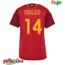 Camiseta AS Roma Donyell Malen #14 Primera Equipación para mujer 2026-27 manga corta